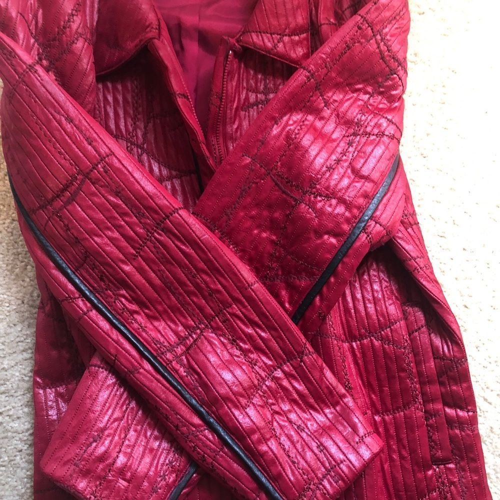 Blue Ice Red Quilted Jacket Sz 10 - Picture 4 of 7